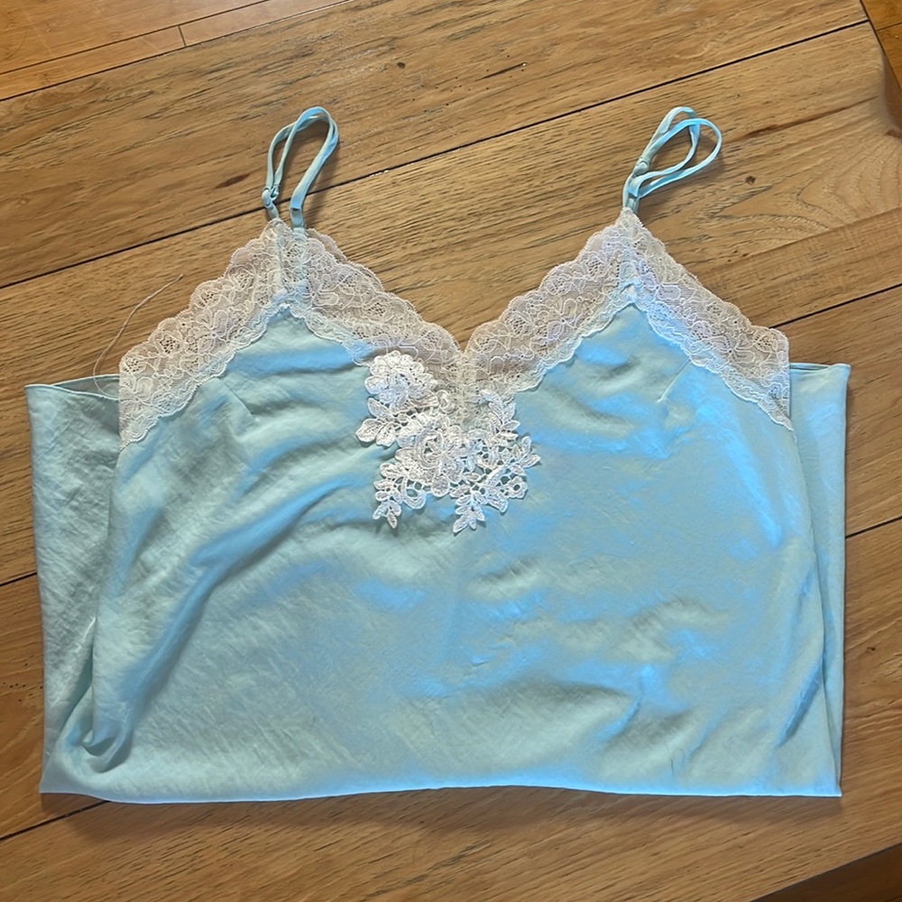 BLUE SILK SLIP DRESS